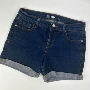 Old Navy blue Denim Fitted Stretch Shorts Sz 6 Cuffed